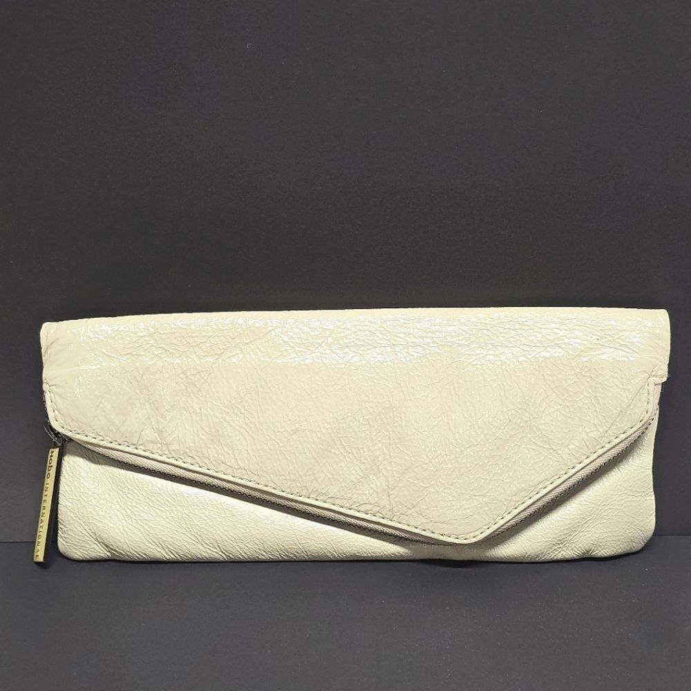 HOBO International Effe Clutch In Ivory Cream Patent Leather